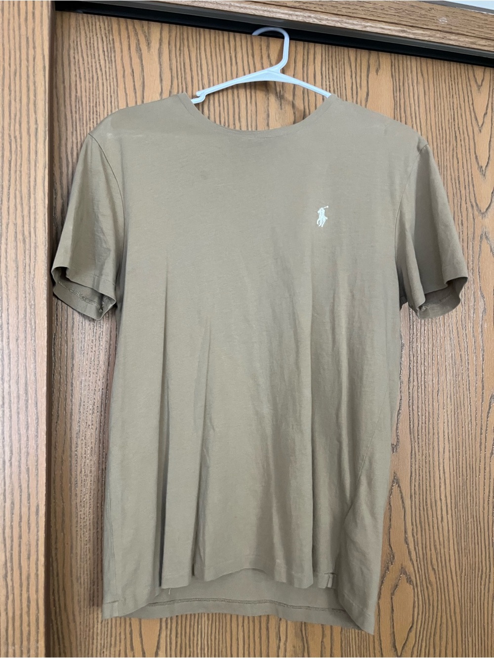 Men’s Polo Ralph Lauren Short-Sleeve Crew T shirt Khaki cream logo size medium